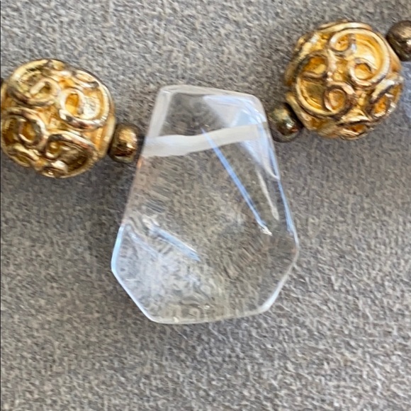 Clear & Gold Beaded Necklace - Picture 7 of 8
